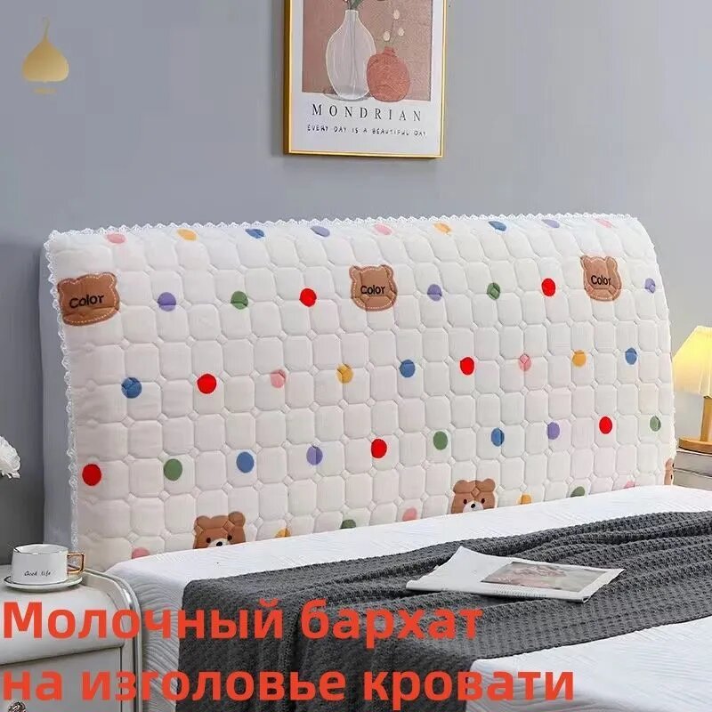 BIBILO Чехол на изголовье кровати 150х70 см Молочный бархат с принтом