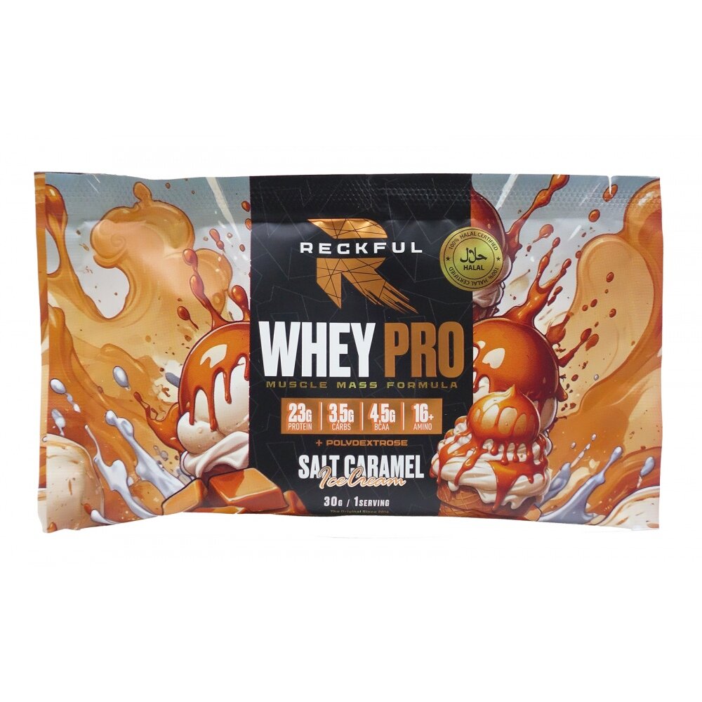 Протеин сывороточный Reckful Whey Pro, 30 г, Вкус Salted Caramel Ice Cream / Мороженое Соленая Карамель