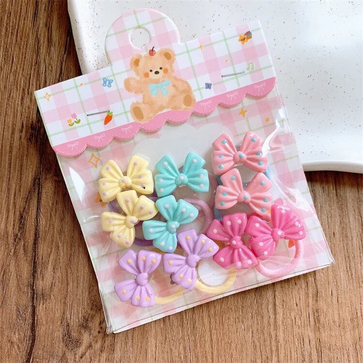 Мини-резинки для волос с цветами и бантиками для девочек Polka Dot Bows (Pack