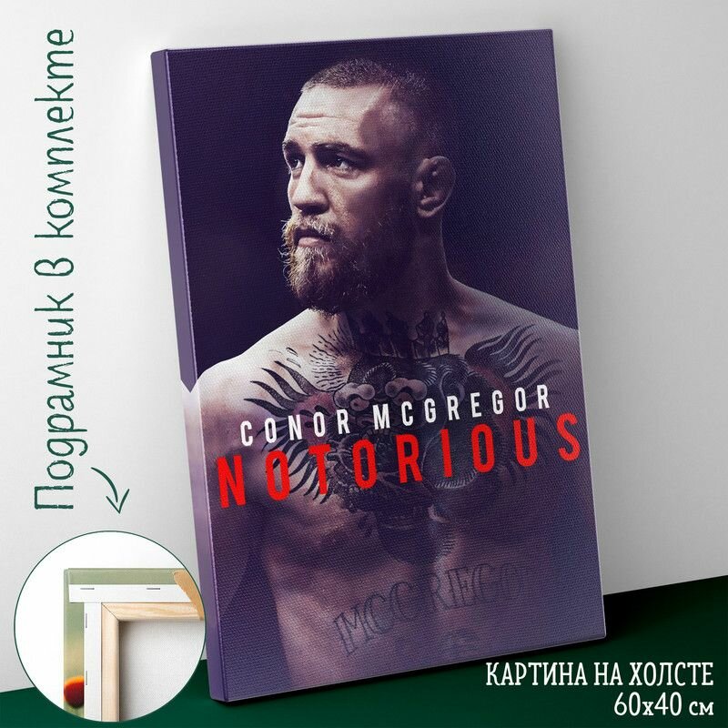 Большая картина интерьерная постер на холсте на стену 60 на 40 см Конор МакГрегор