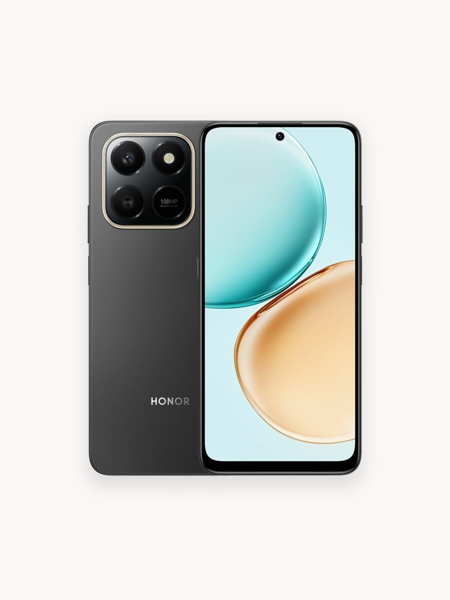 Смартфон HONOR X7d 6/128ГБ, Вельветовый черный, Ростест, Мобильные сервисы Google (GMS)