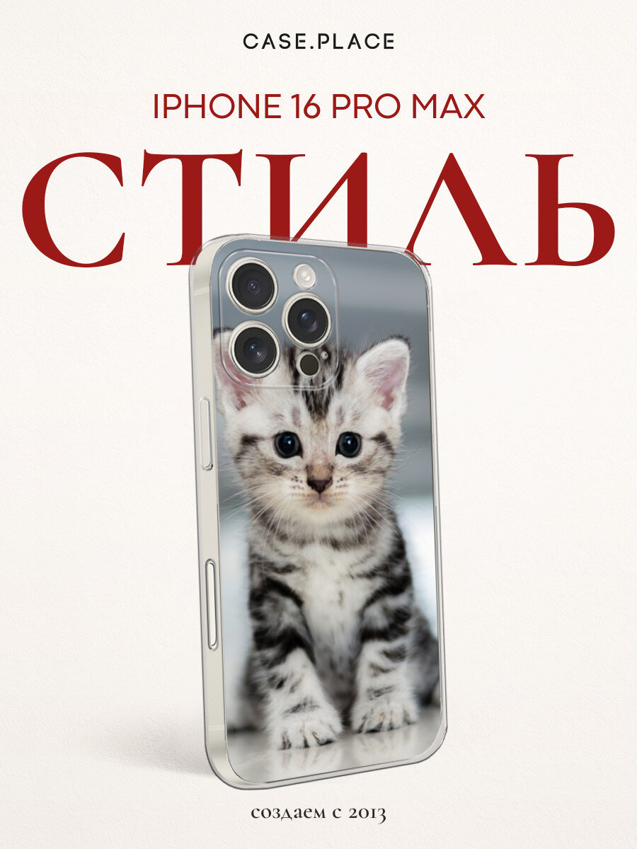 Чехол на Apple iPhone 16 Pro Max / Айфон 16 Про Макс с принтом Полосатый котёнок