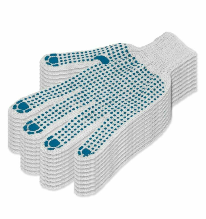 Перчатки трикотажные размер 9 (L) с ПВХ точкой 5 пар — фото 1