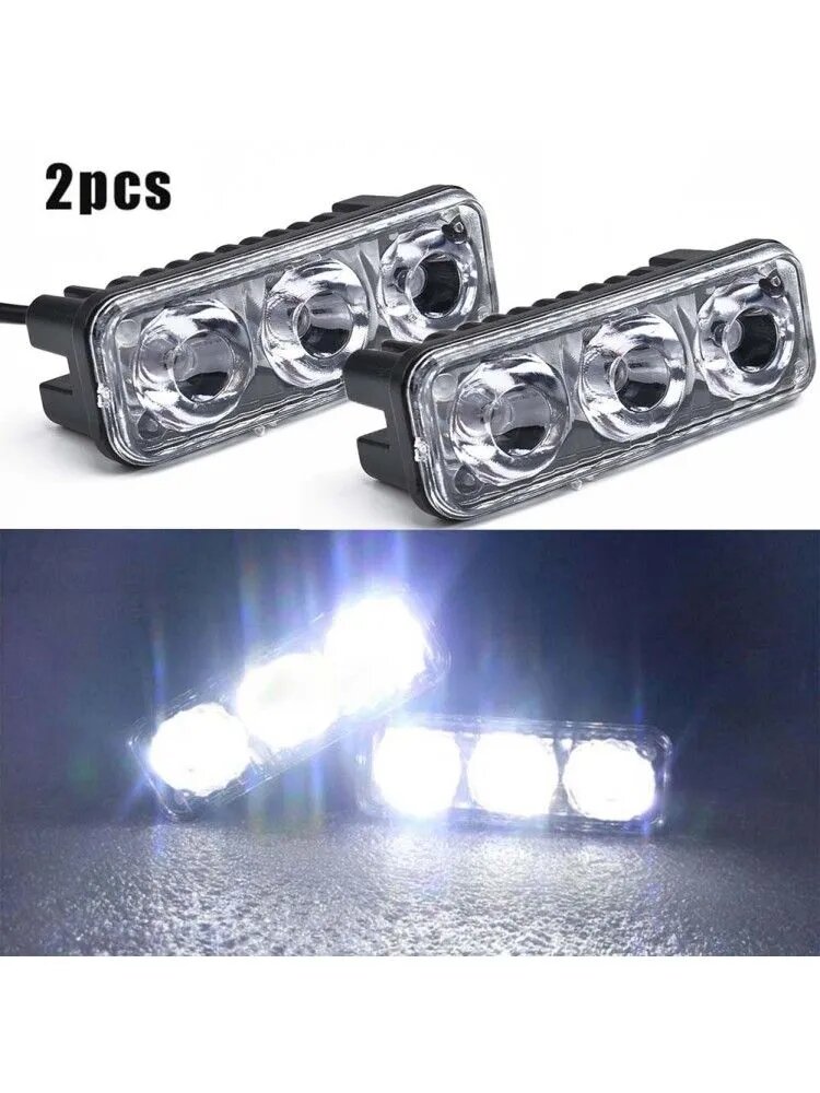 Фара автомобильная, Огни дневные ходовые, 2 шт, арт. 2x 3LED сверхяркий белый дневной ходовой свет (ДХО) для автомобиля высокой мощности