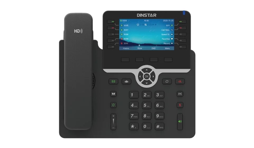 IP телефон Dinstar C66GP, 20 SIP-аккаунтов, цветной TFT-дисплей 4.3", PoE