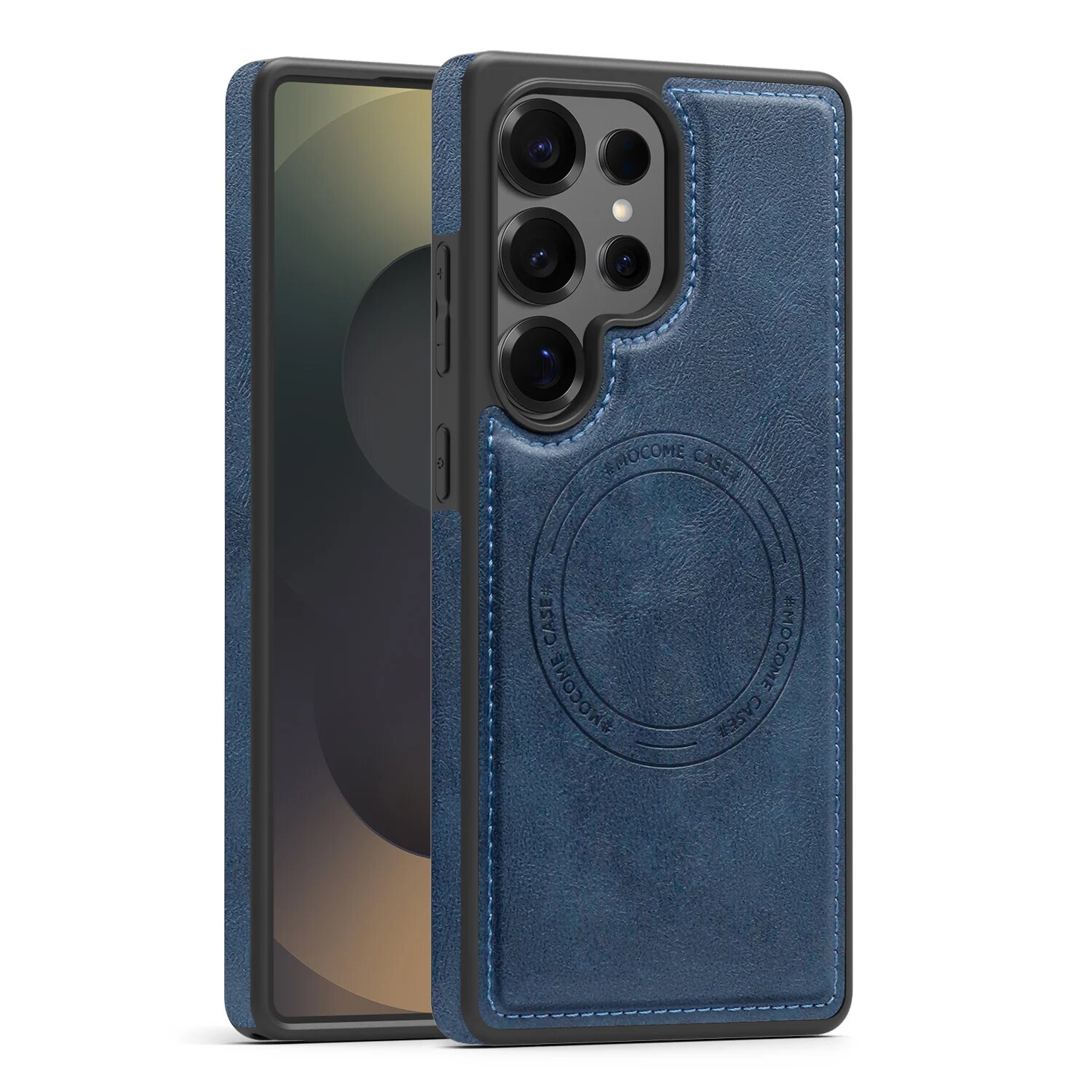 Магнитный Кожаный Чехол Для Телефона Samsung Galaxy Galaxy S22 Ultra 5G, Синий, WD-M1-blue