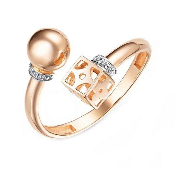 Кольцо тонкое, широкое JEWELIN, красное золото, 585 проба, фианит