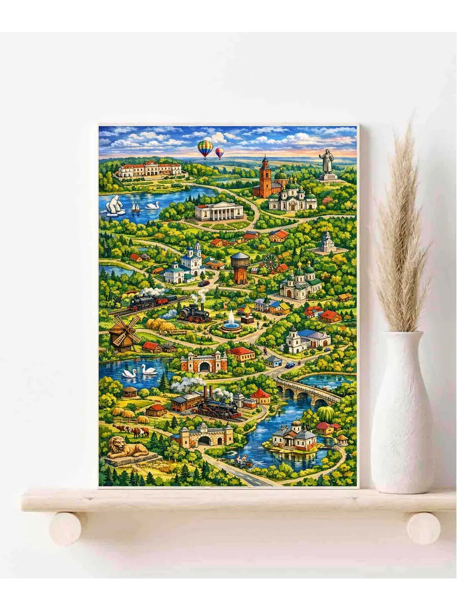 Богородицк, Россия, Fantasy MapКарта, Плакат 30x42см