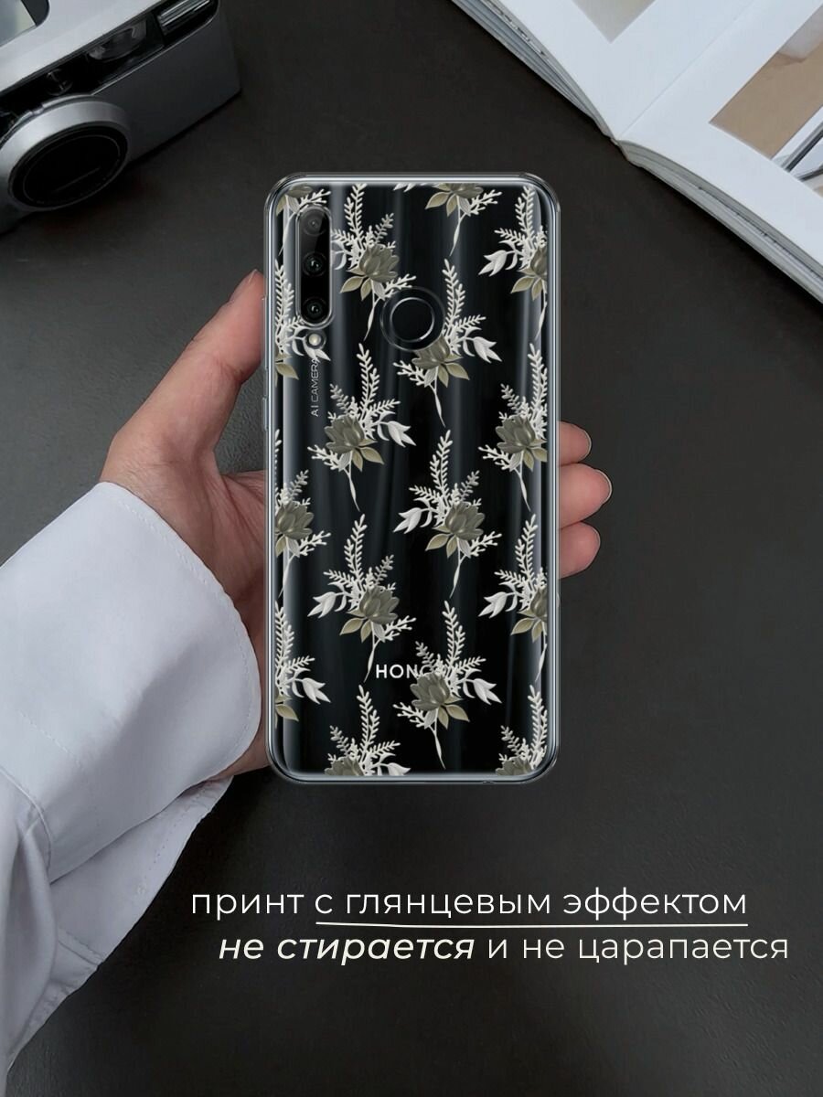 Чехол на Honor 10i/20 Lite 2019/20e/Huawei P Smart Plus 2019 / Хонор 10i с принтом "Паттерн цветы сепия" — фото 1