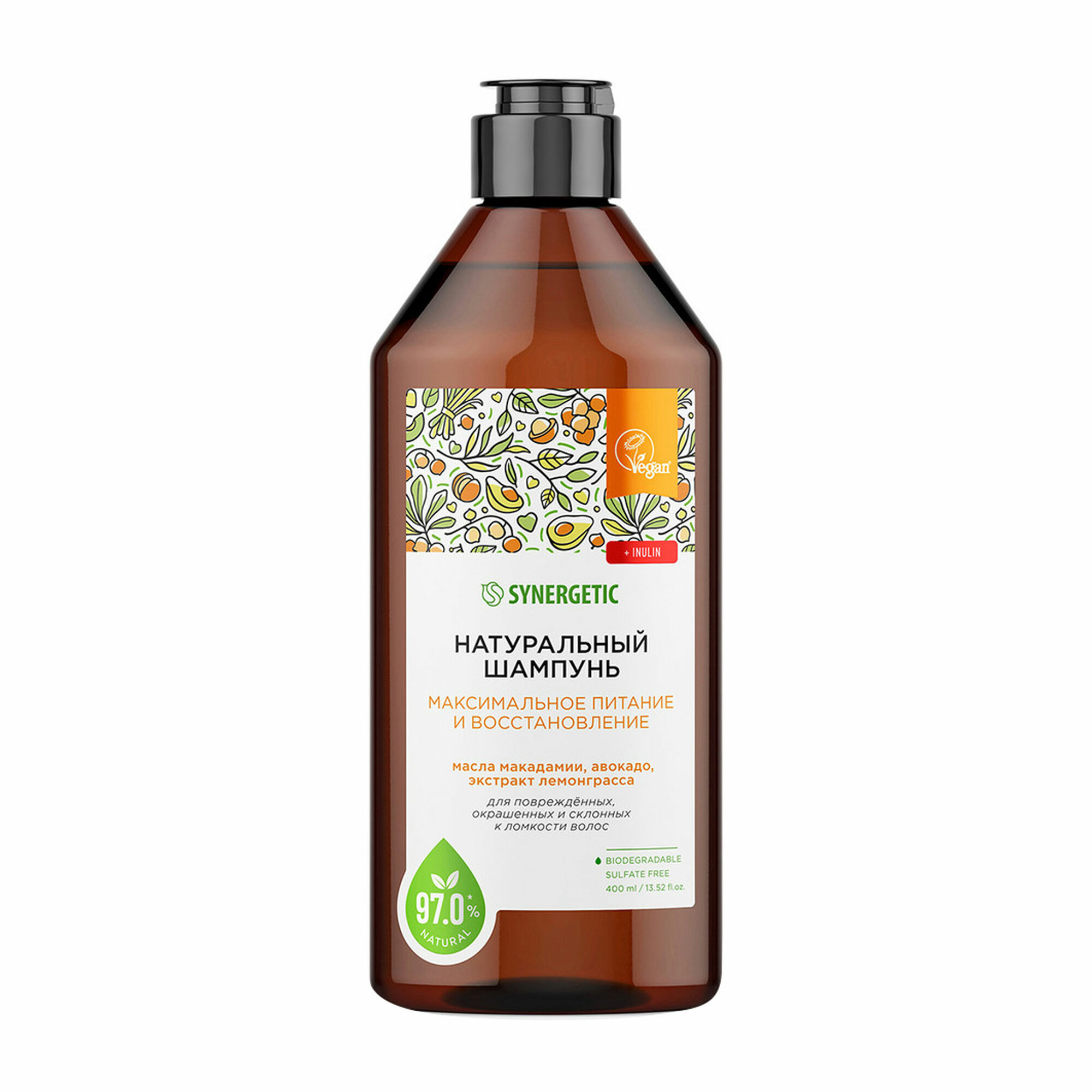 Шампунь Synergetic "Питание и Восстановление", бессульфатный, натуральный, 400 мл