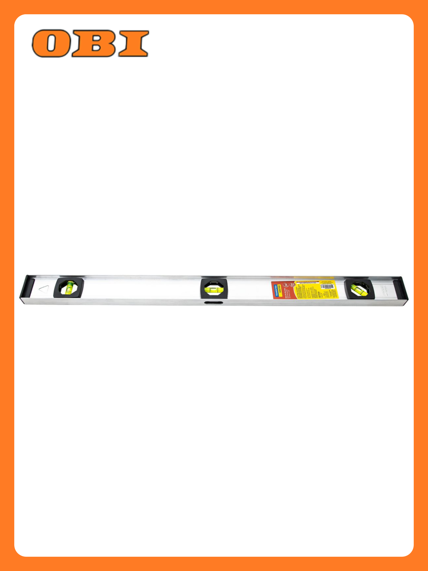 Уровень строительный Tramontina 43100/024 пузырьковый с тремя пузырьками 600 мм