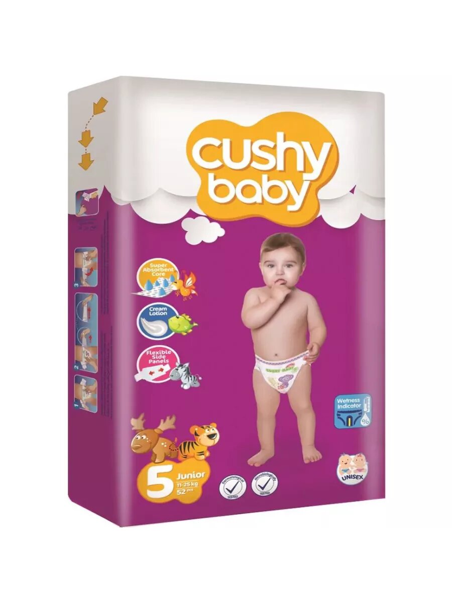 Подгузники детские Cushy Baby размер Midi 5, 11-25 кг, 52 шт Cushy Baby