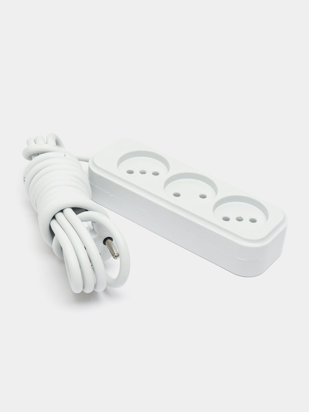 Удлинитель электрический бытовой 3 розетки, без заземления, ударопрочный корпус