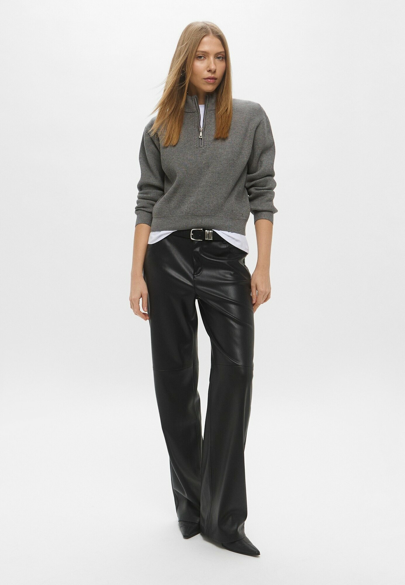 Джемпер GUESS LS HALF ZIP HARLEY SWTR, размер S, серый — фото 1