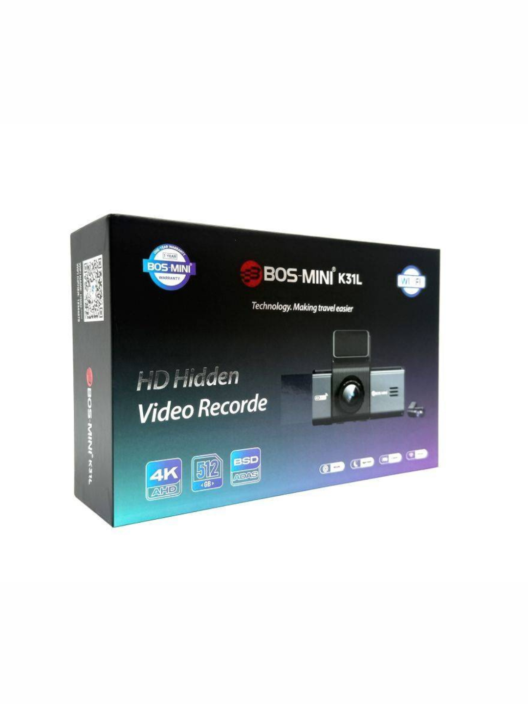 Видеорегистратор BOS-MINI K31L, с двумя камерами, 4К, ADAS, Wi-Fi — фото 1