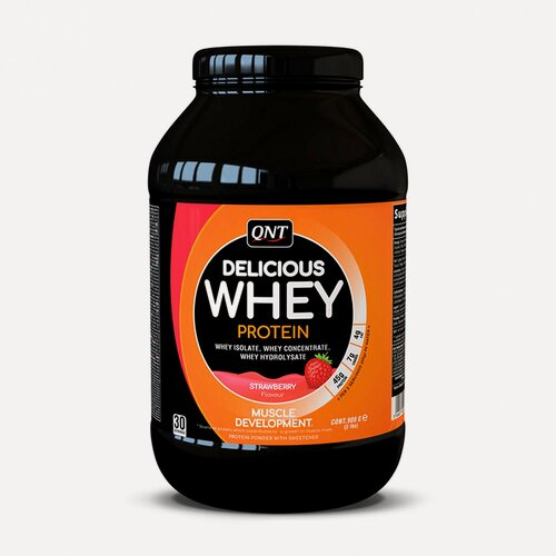 Изображение товара Протеин QNT Delicious Whey, вкус клубника, пластиковая банка, 908 г
