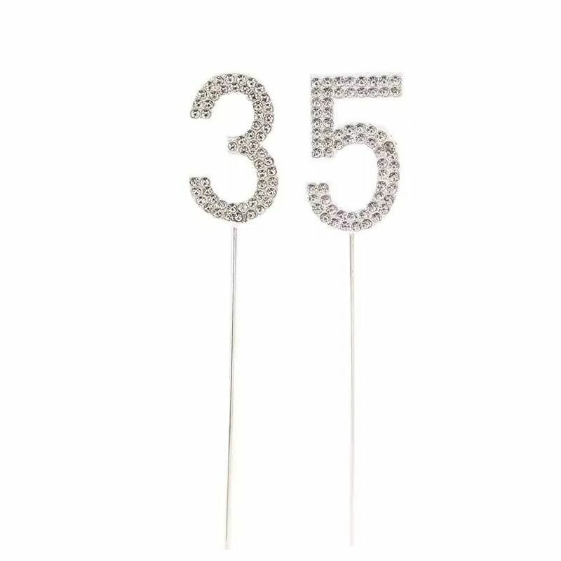 Набор топперов 35 металлический серебряный со стразами