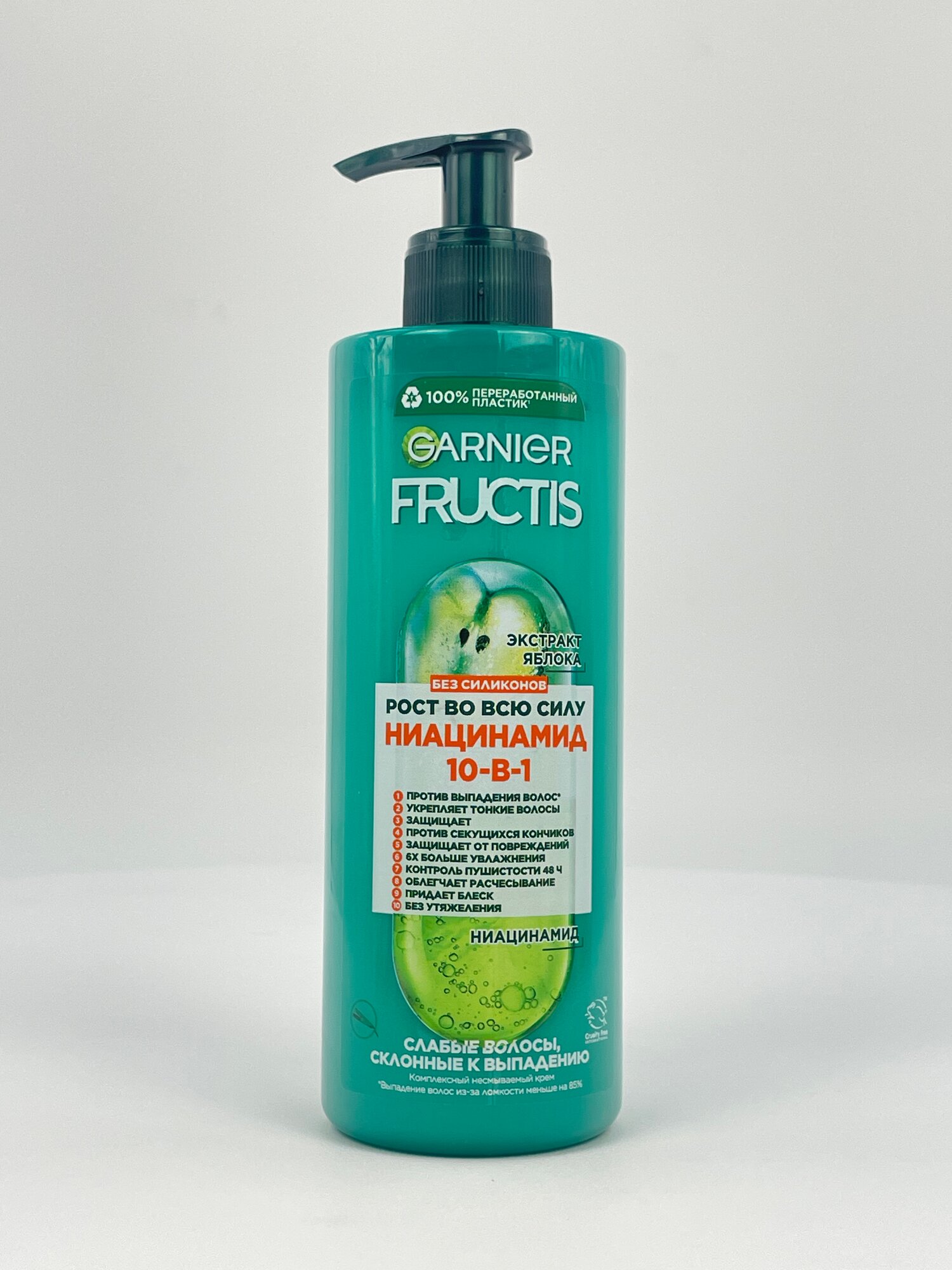 Несмываемый крем Garnier Fructis Рост во всю силу Ниацинамид 10в1, для тонких и ослабленных волос, 400 мл