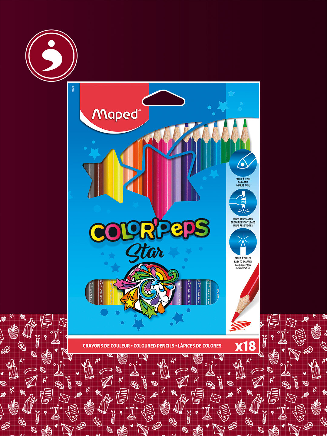 Карандаши цветные повышенной прочности Maped (18Color'Peps) 832063