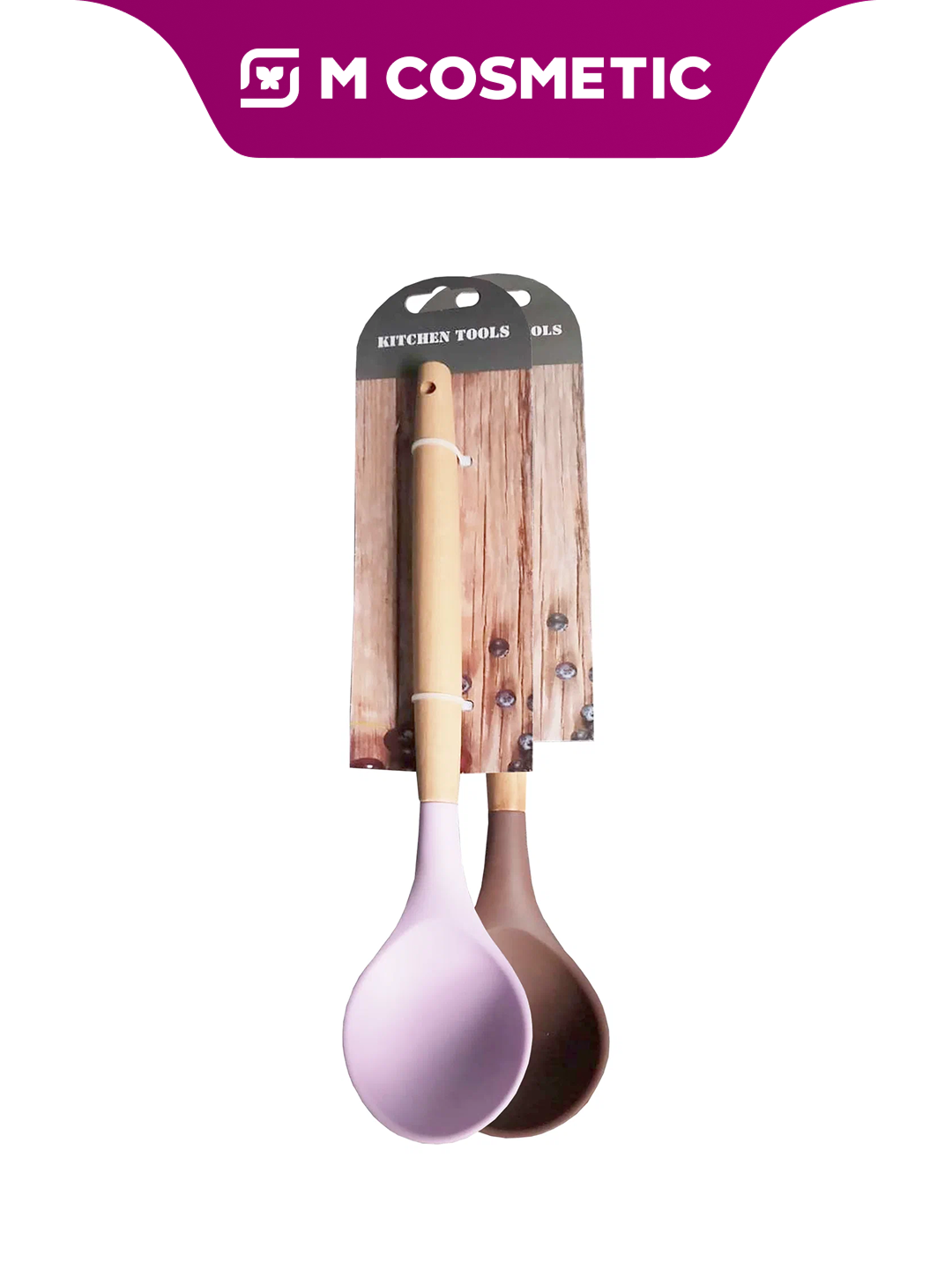 Ложка кулинарная промышленные товары, дерево/силикон, устойчивая к высоким температурам