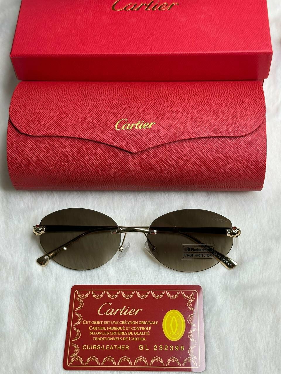 Солнцезащитные очки Cartier, коричневый — фото 1