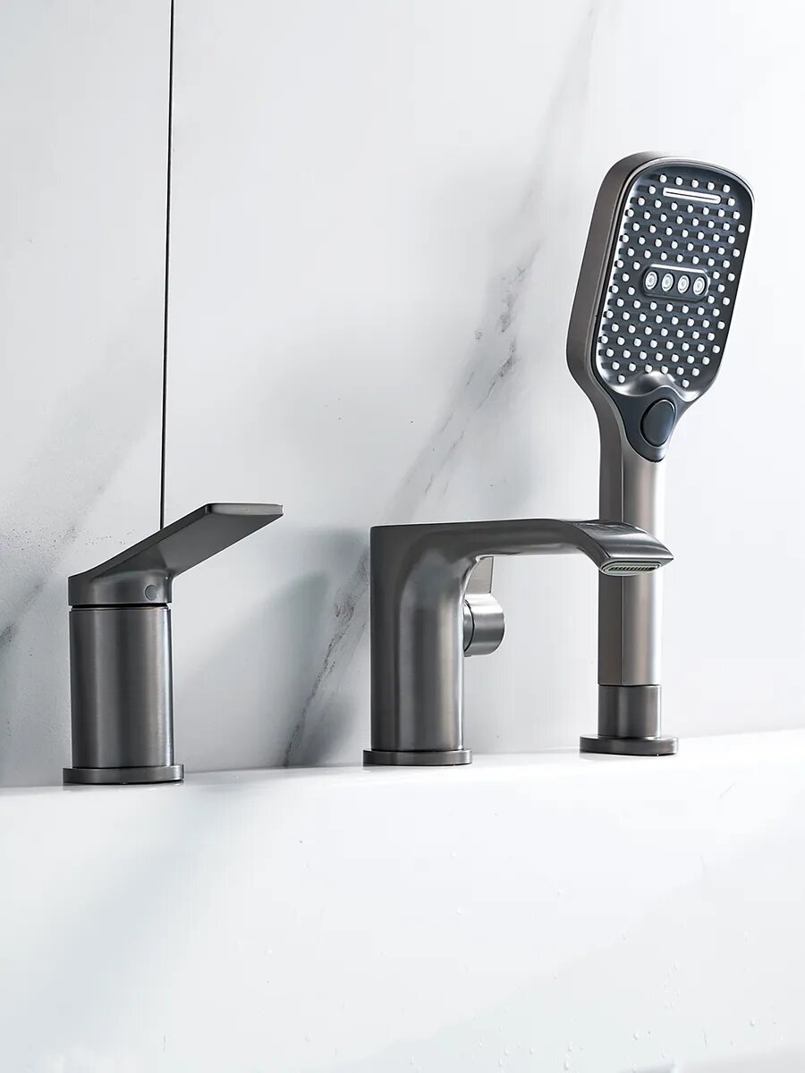 Встраиваемый смеситель на борт ванны с душем Shevanik S4112T