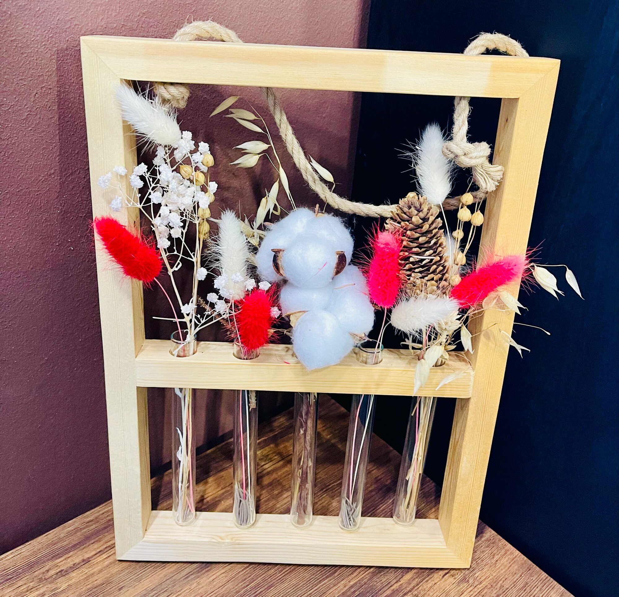 Корзина для декора "Сухоцвет", для интерьера, цвет коричнево-красный