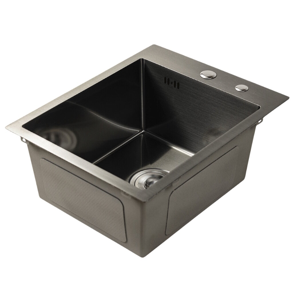 Мойка Santegro STR4050BL нерж. сталь, графит, сифон, 40х50 см. — фото 1