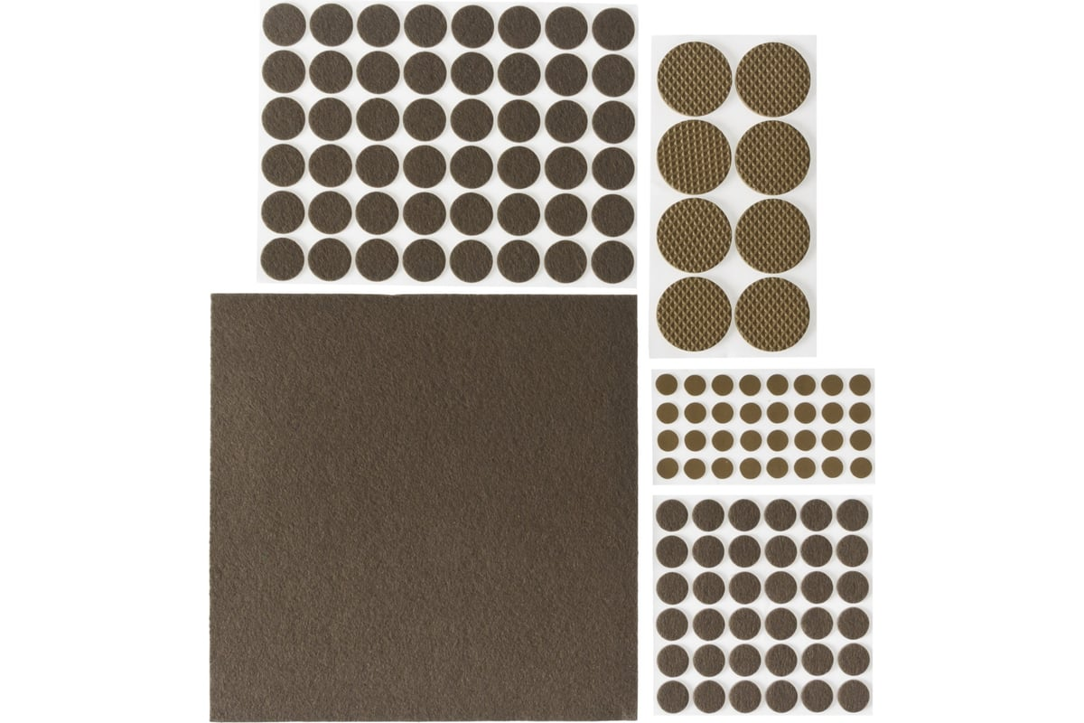 Набор STAYER COMFORT: Накладки самоклеящиеся на мебельные ножки, 125 шт, коричневые {40916-H125}