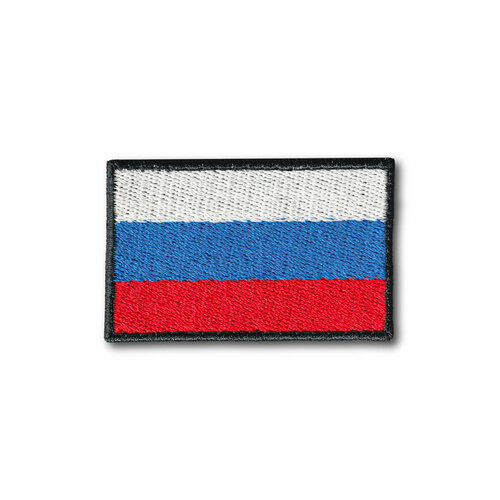 Нашивка ( Шеврон ) На Рукав Флаг России ( Триколор ) 60х40 мм (Черный / На липучке)