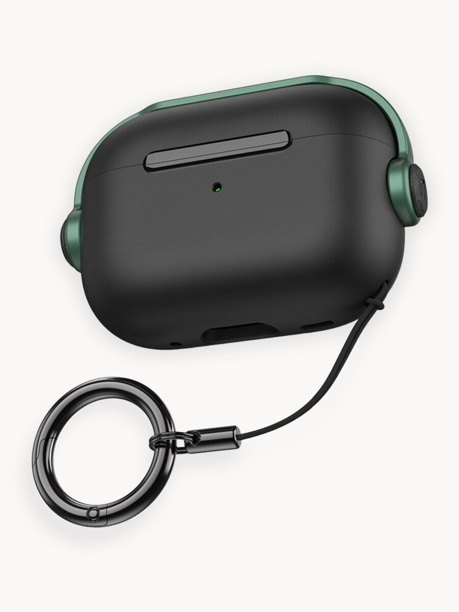 Чехол для наушников Aks-Guard для Apple AirPods 4 Stand черный и зеленый