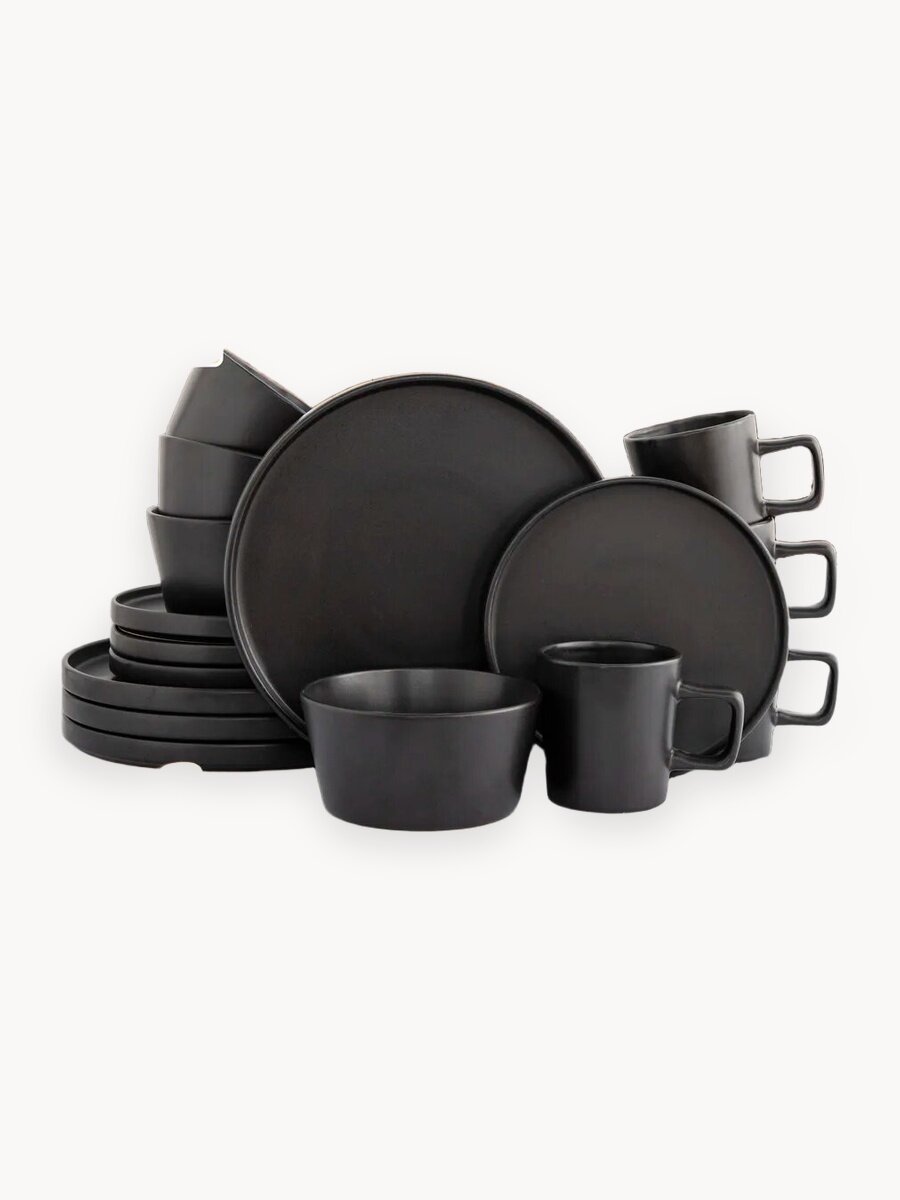 Сервиз столовый керамический черный на 4 персоны