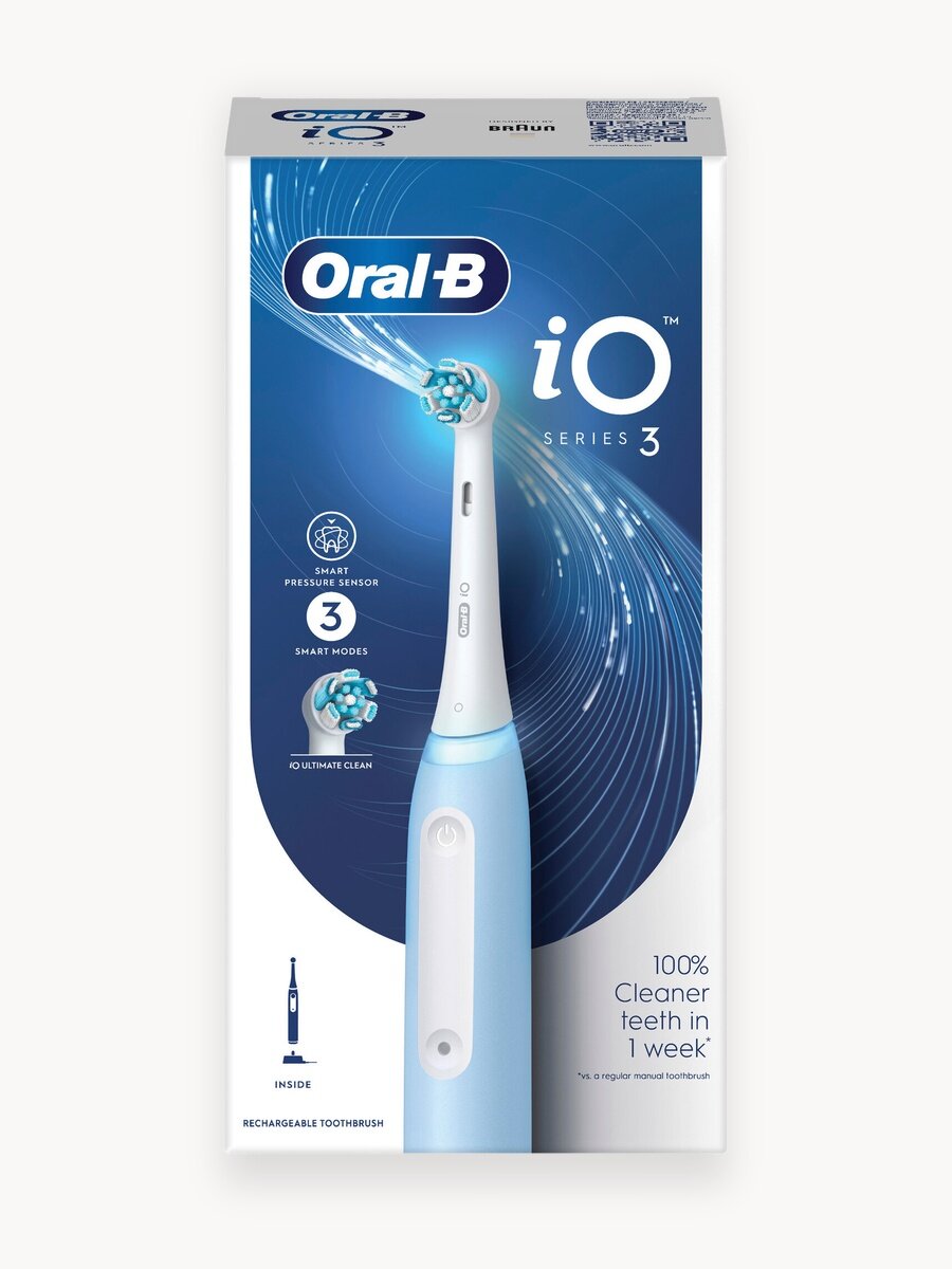 Электрическая зубная щётка Oral-B iO Series 3 Braun, Ice Blue, голубой цвет