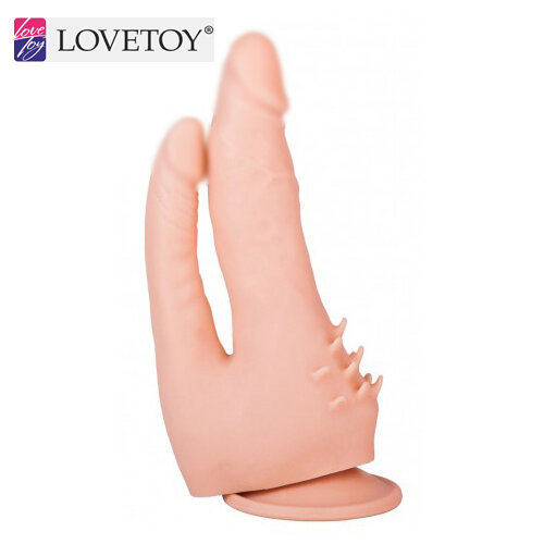 LOVETOY Фаллоимитатор-реалистик на присоске двойной (21 см х 3.7 см)