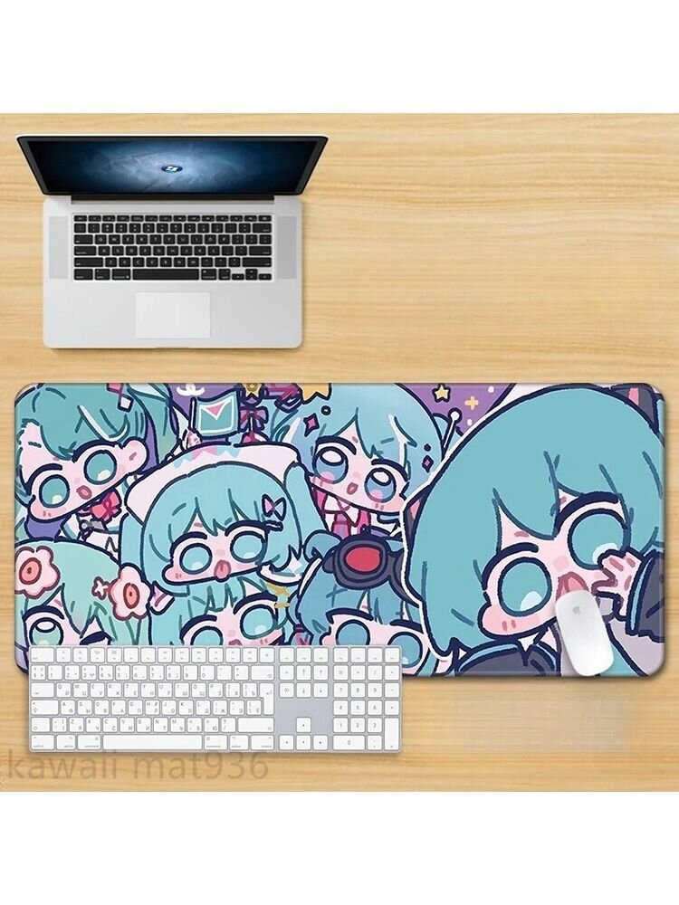 Miku Коврик для мышки, XXL, бирюзовый, пурпурный