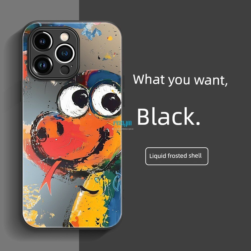 Чехол для iPhone 17 Pro с дизайном масляной живописи змеи в черном, матовая отделка для iPhone 17 Pro