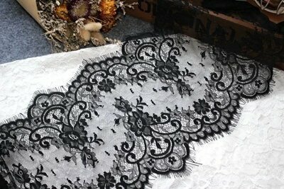 Французское кружево из полиэстера 3 метра Черный, Black