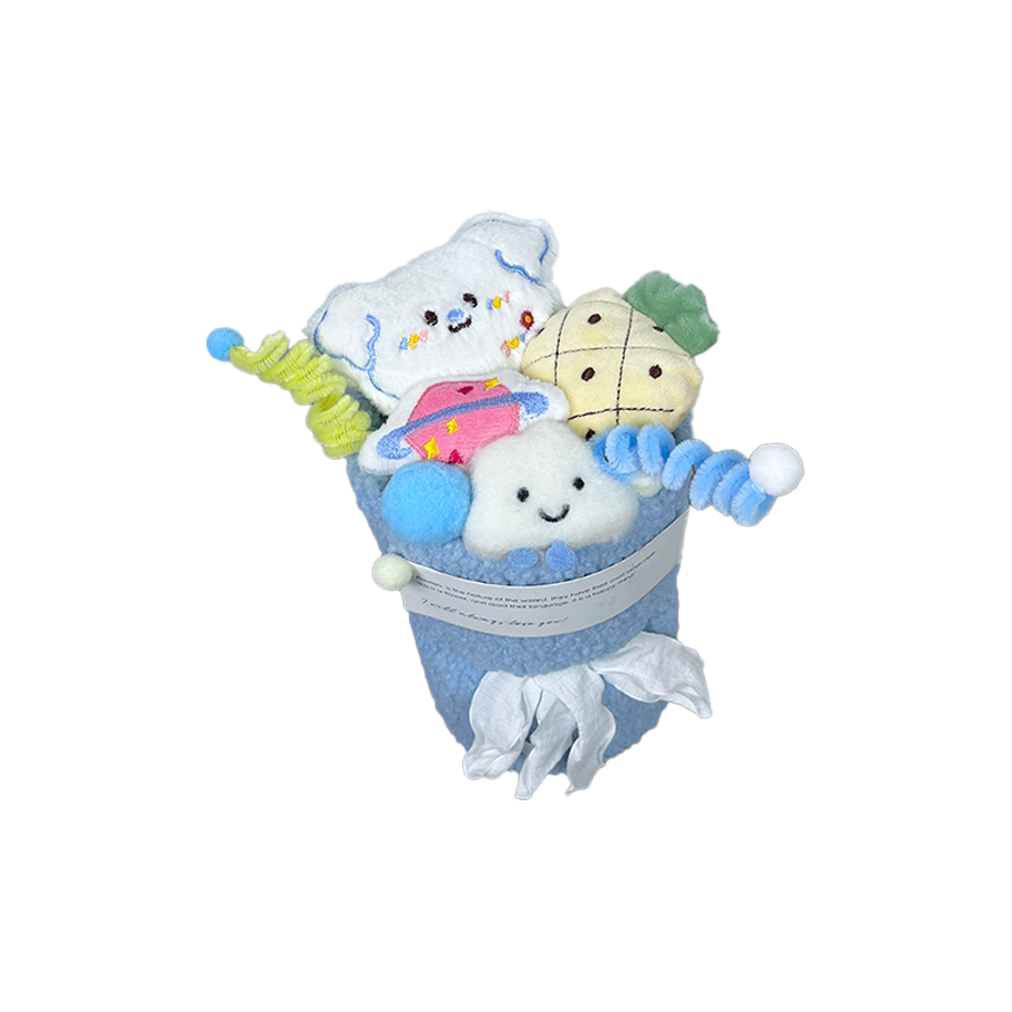 Букет из кукол-гномов и щенка унисекс YIDIANCHAOWAN, 25 см, Blue Puppy+Greeting Card+String Lights