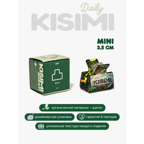 фото Заколка-краб для волос kisimi mini, коллекция: daily, цвет: зелёный, 1 шт.