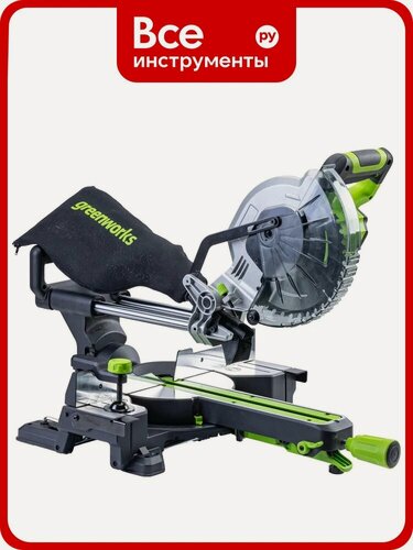 Изображение товара Торцовочная пила аккумуляторная GreenWorks GD24MS216, 24В, б/щет, 4800 об/мин, 216x30 мм, рез 65х310 мм, протяжка, без АКБ и ЗУ 1501707