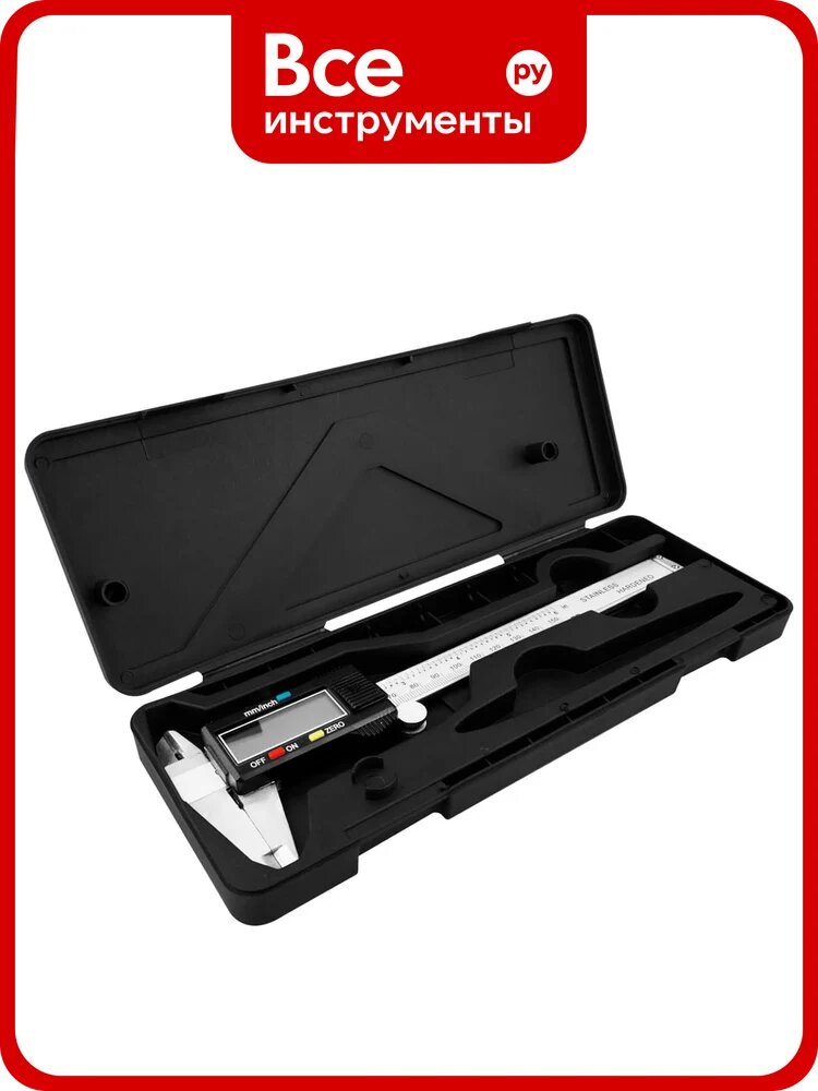 Электронный штангенциркуль Vertextools 150 мм 3010‑01, цифровой тип, стальная штанга и губки, измерение внутреннего
