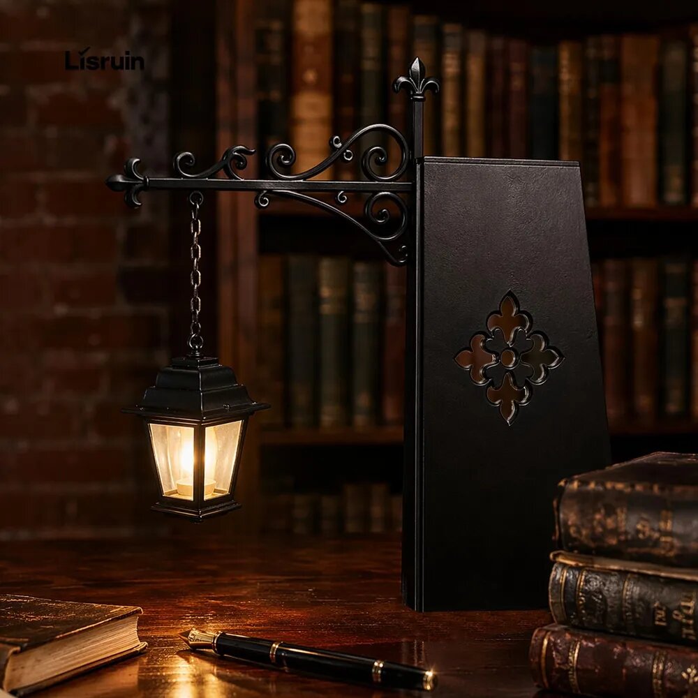 Светильник-фонарь для книжной полки, винтажная LED-лампа для чтения и декора — фото 1
