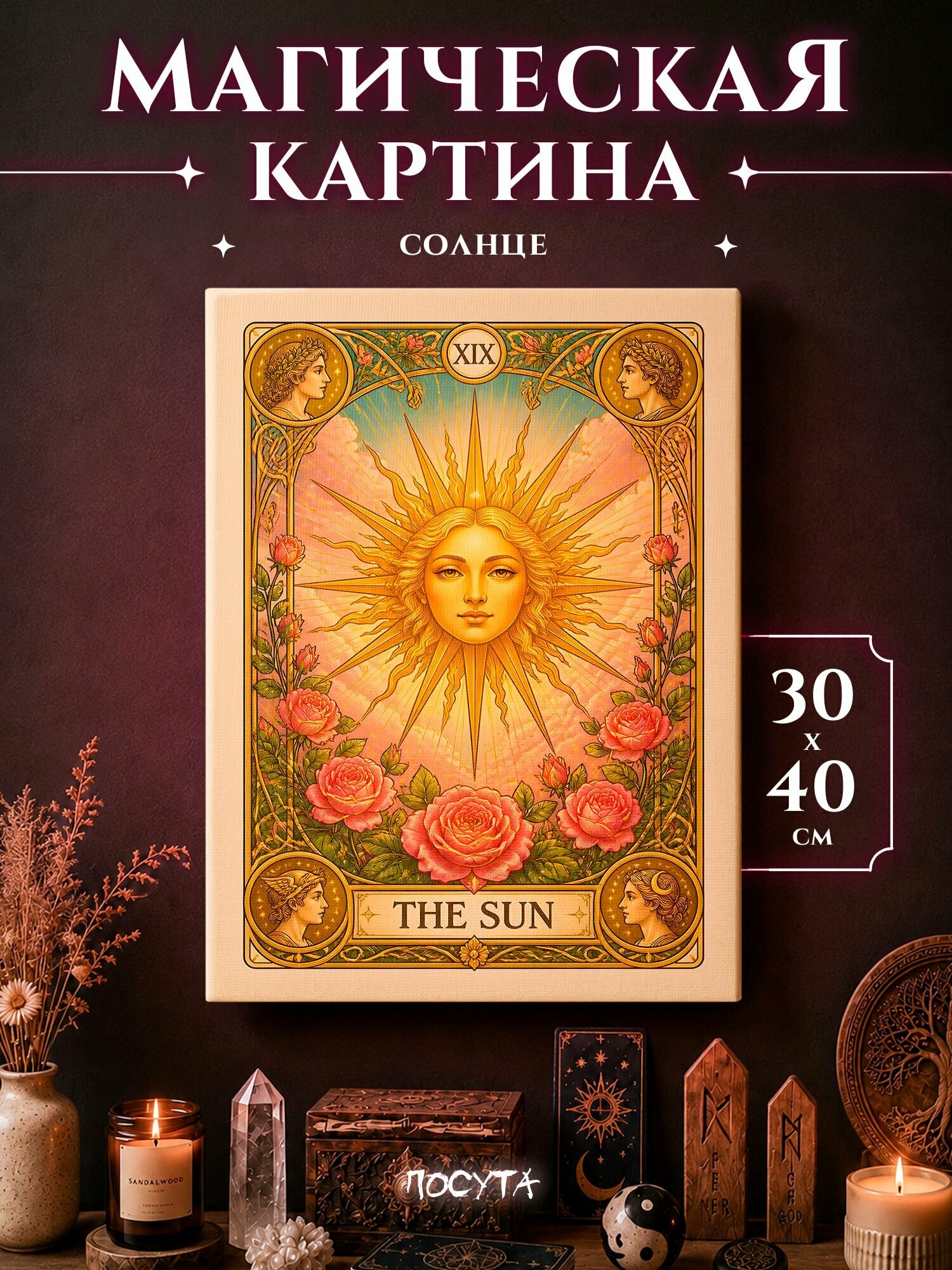 Картина на холсте карта солнце