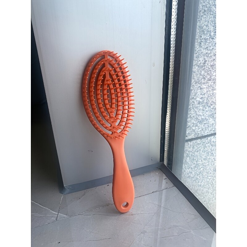 Расческа-щетка для волос для всех типов волос, против спутывания, массажная, для влажных и сухих волос, оранжевая, 1 шт.