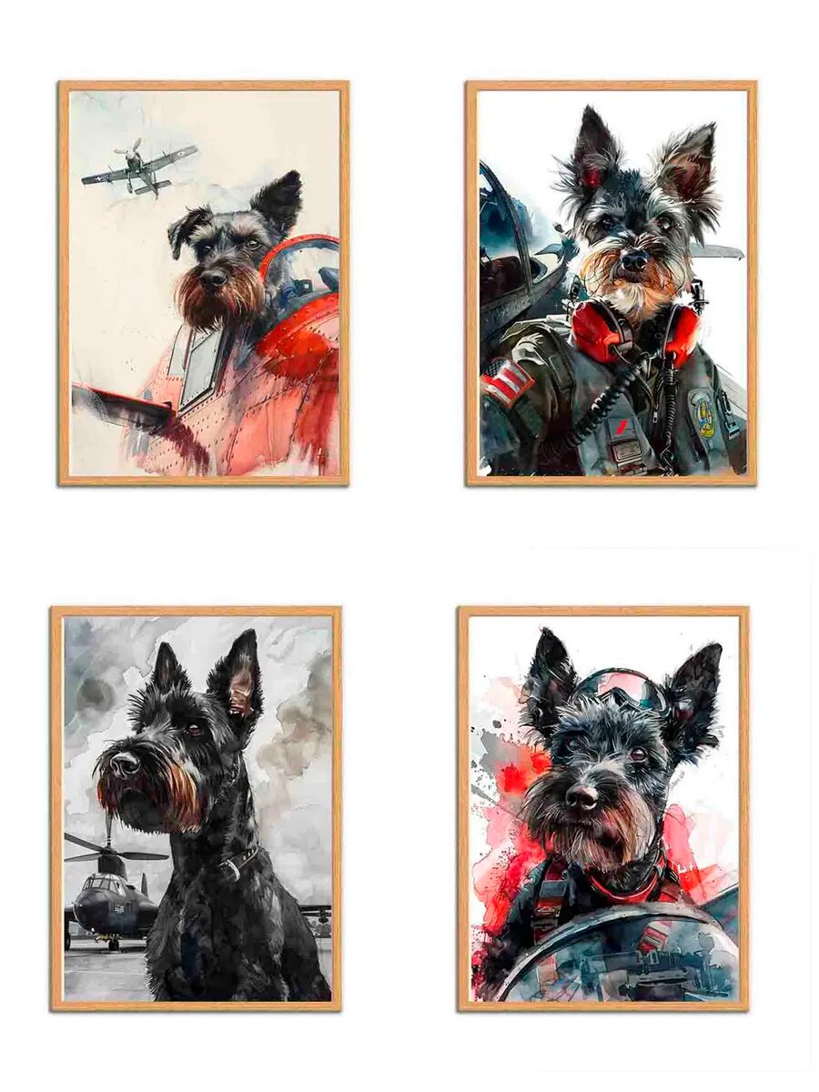 Шотландский терьер Пилот, 4 Плаката, 30x21см