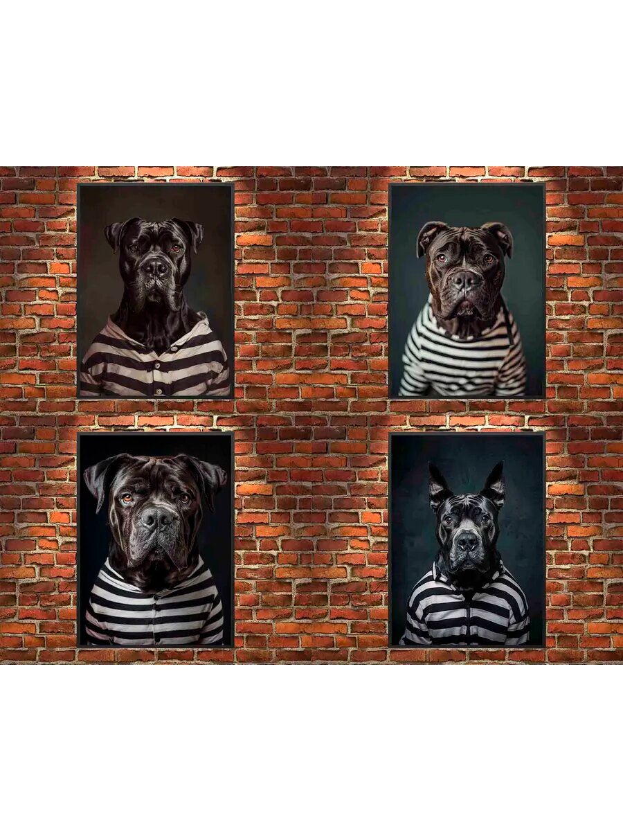 Собака Кане Корсо в плену, 4 Плаката, 30x21см