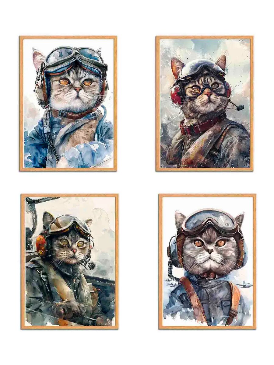 Британская короткошерстная кошка Пилот, 4 Плаката, 30x21см