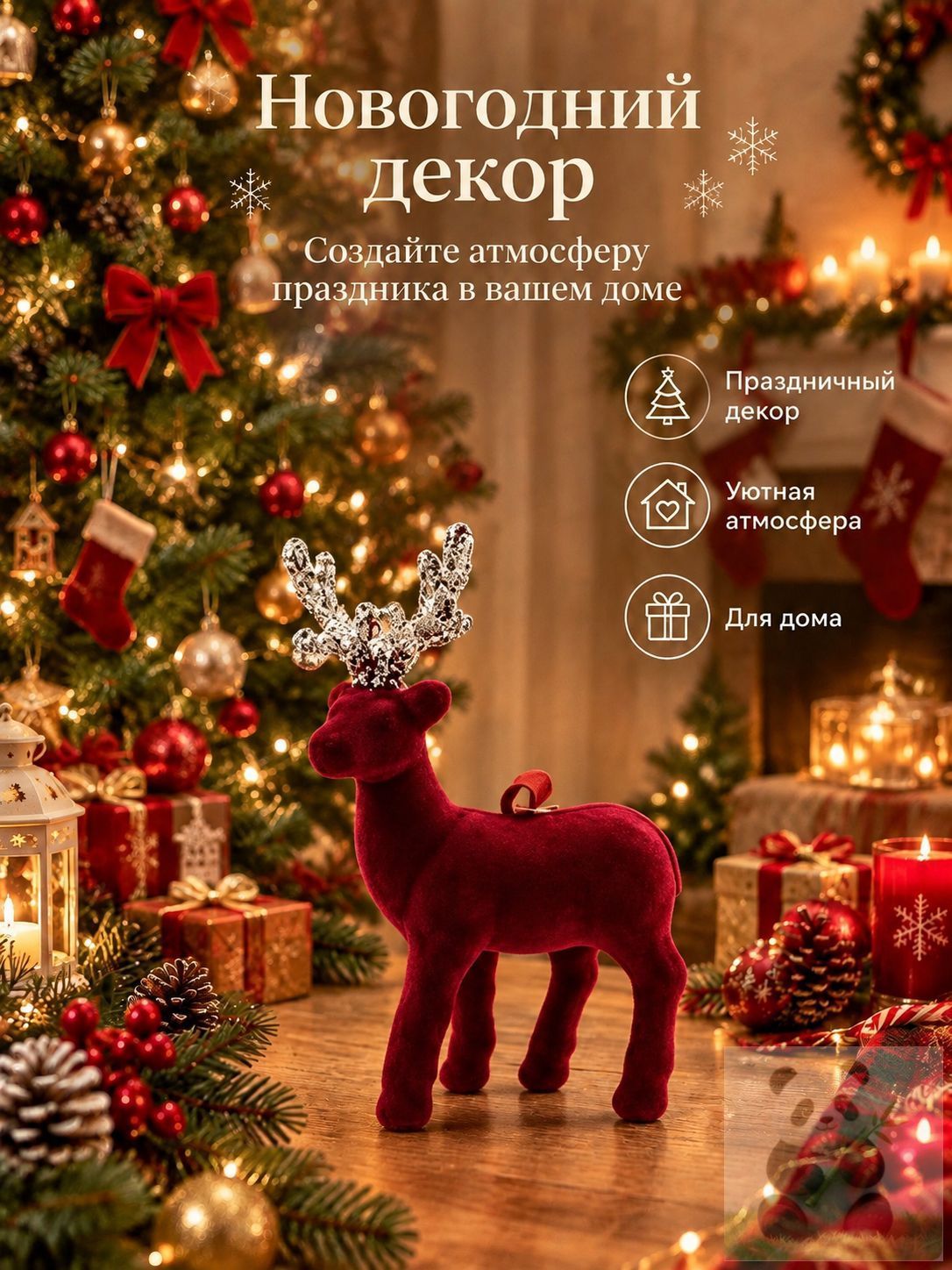 Игрушка под елку красный, высота 14 см, длина 13 см