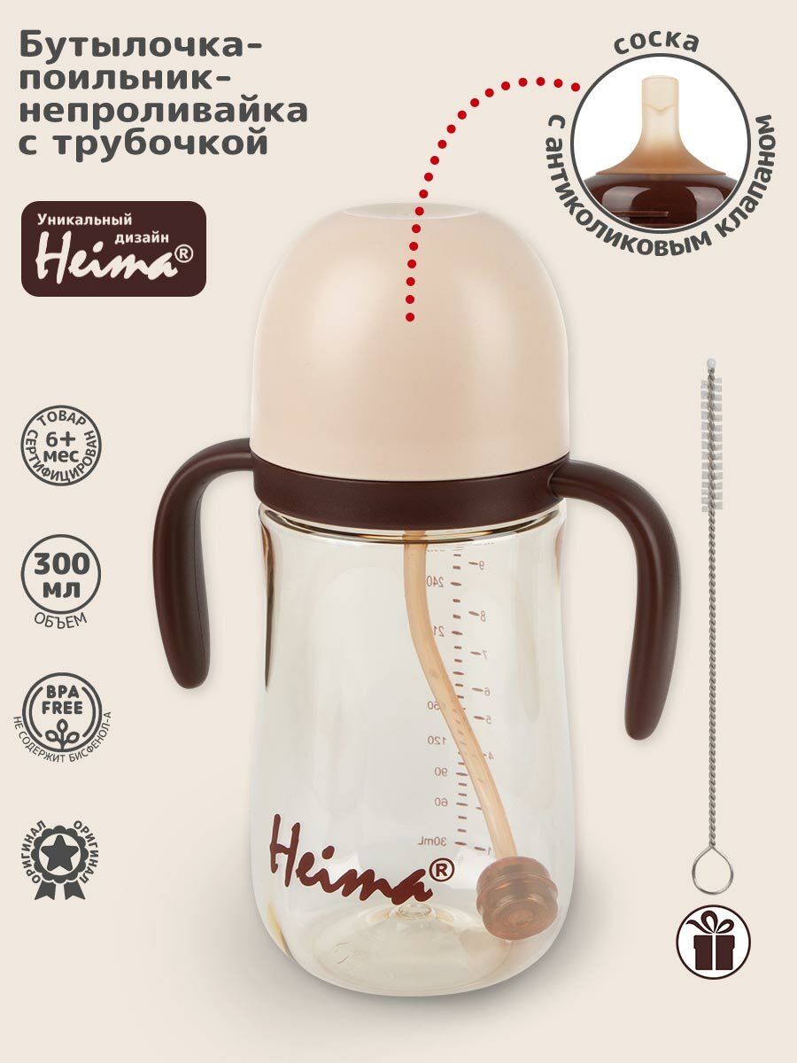 Бутылочка - поильник непроливайка с трубочкой