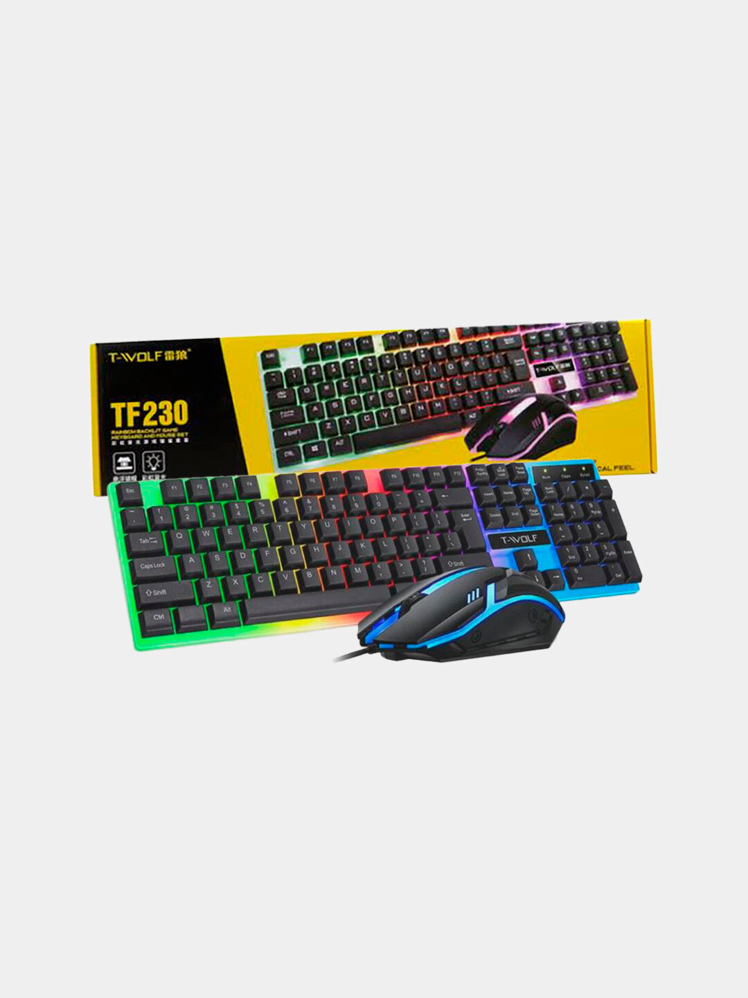 Игровая клавиатура и мышь TF230, ргб-подсветка, бренд T-Wolf